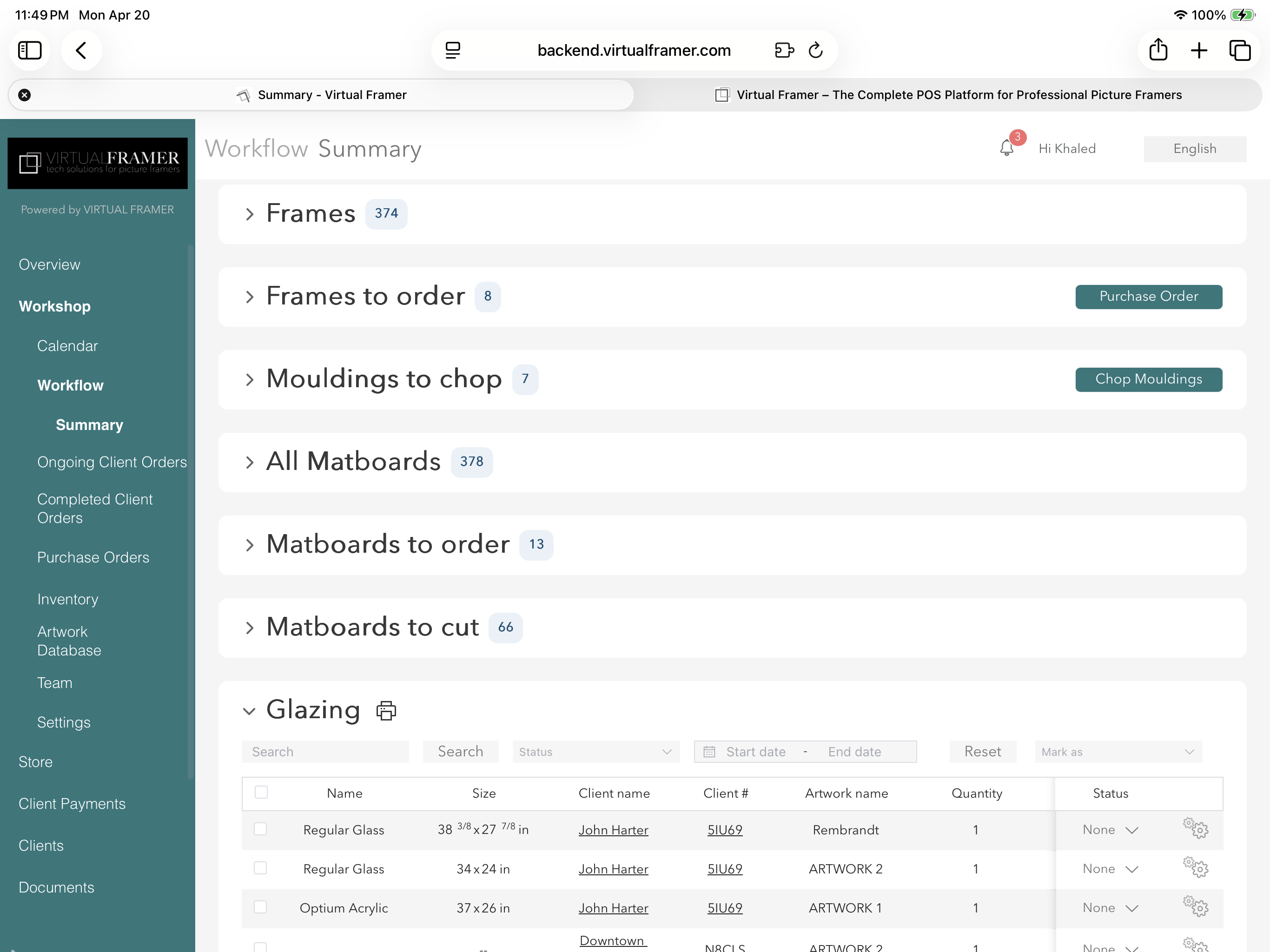 Workflow management