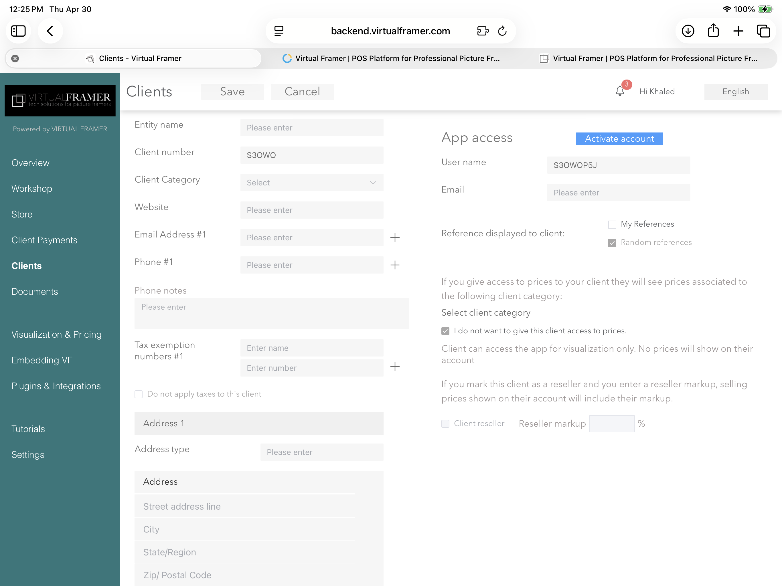 Client database