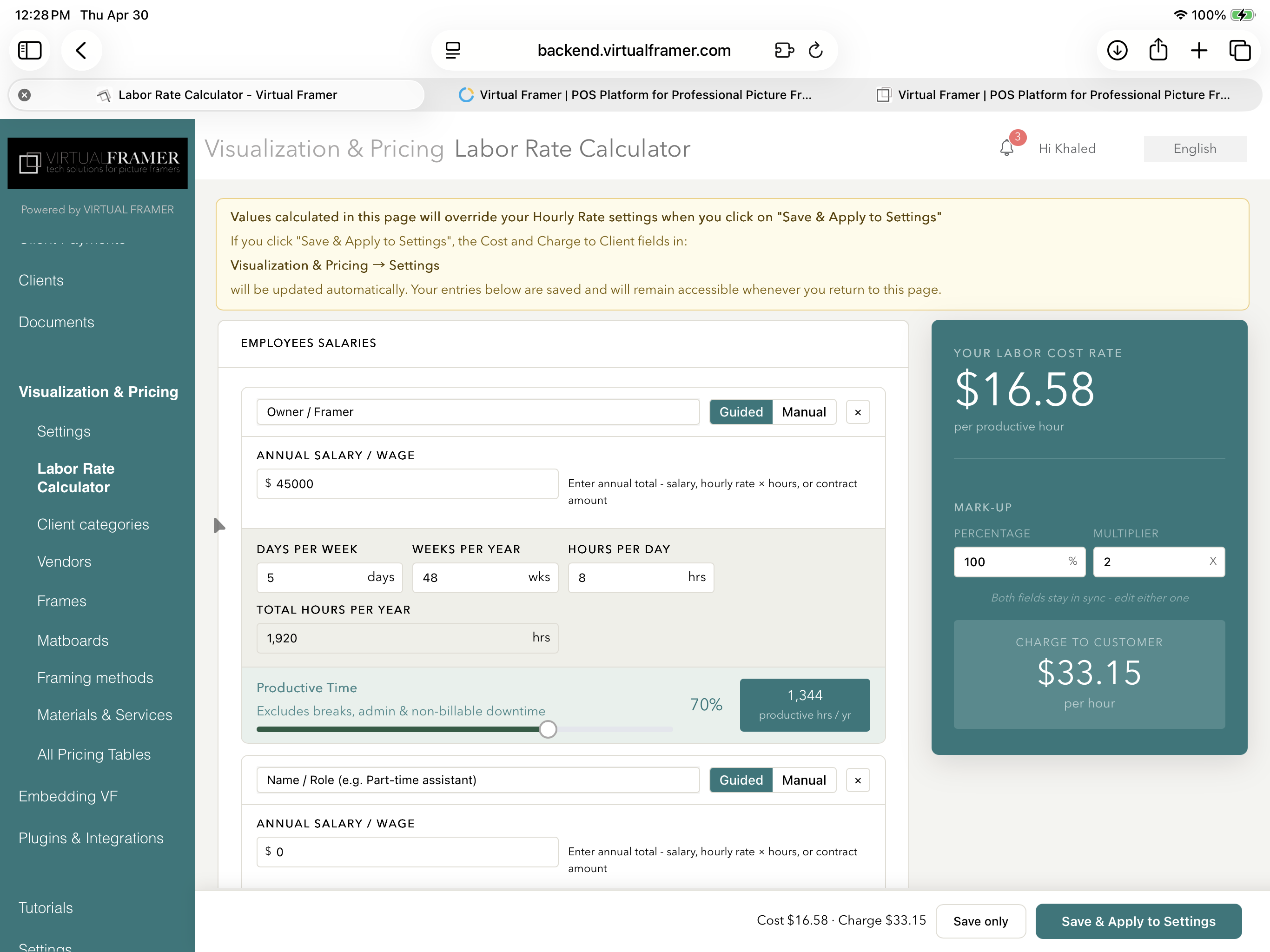 Labor rate calculator