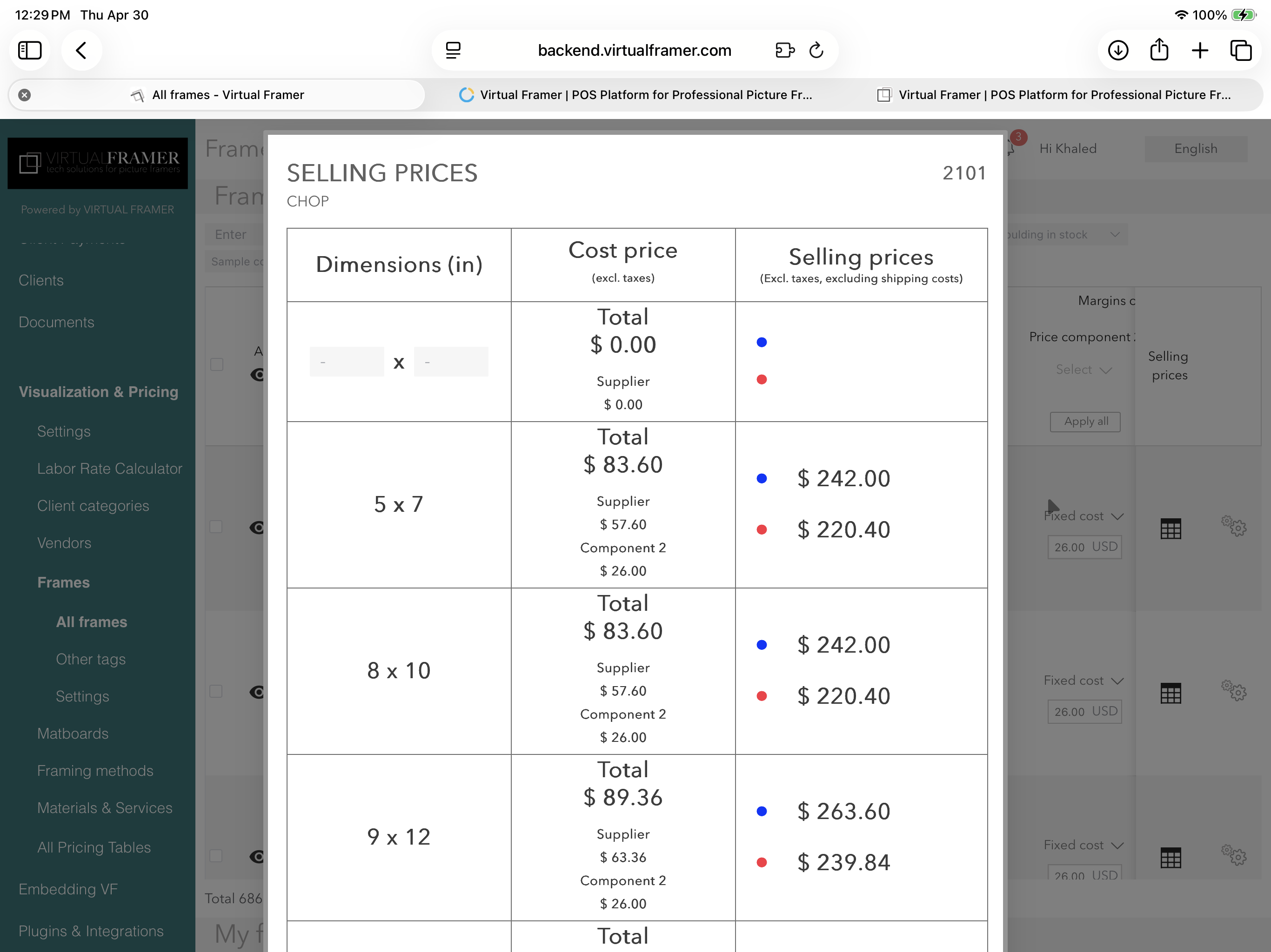 Pricing tools